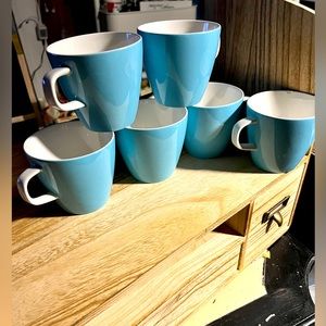 Vintage Blue and White Mikasa Cera-Stone Tea Cup Mugs, Japan, 3995, MCM (6) cups